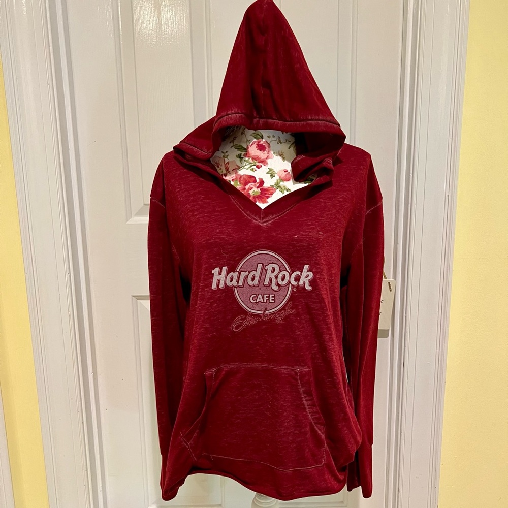 Hard Rock Cafe Edinburgh burgundy hoodie size L